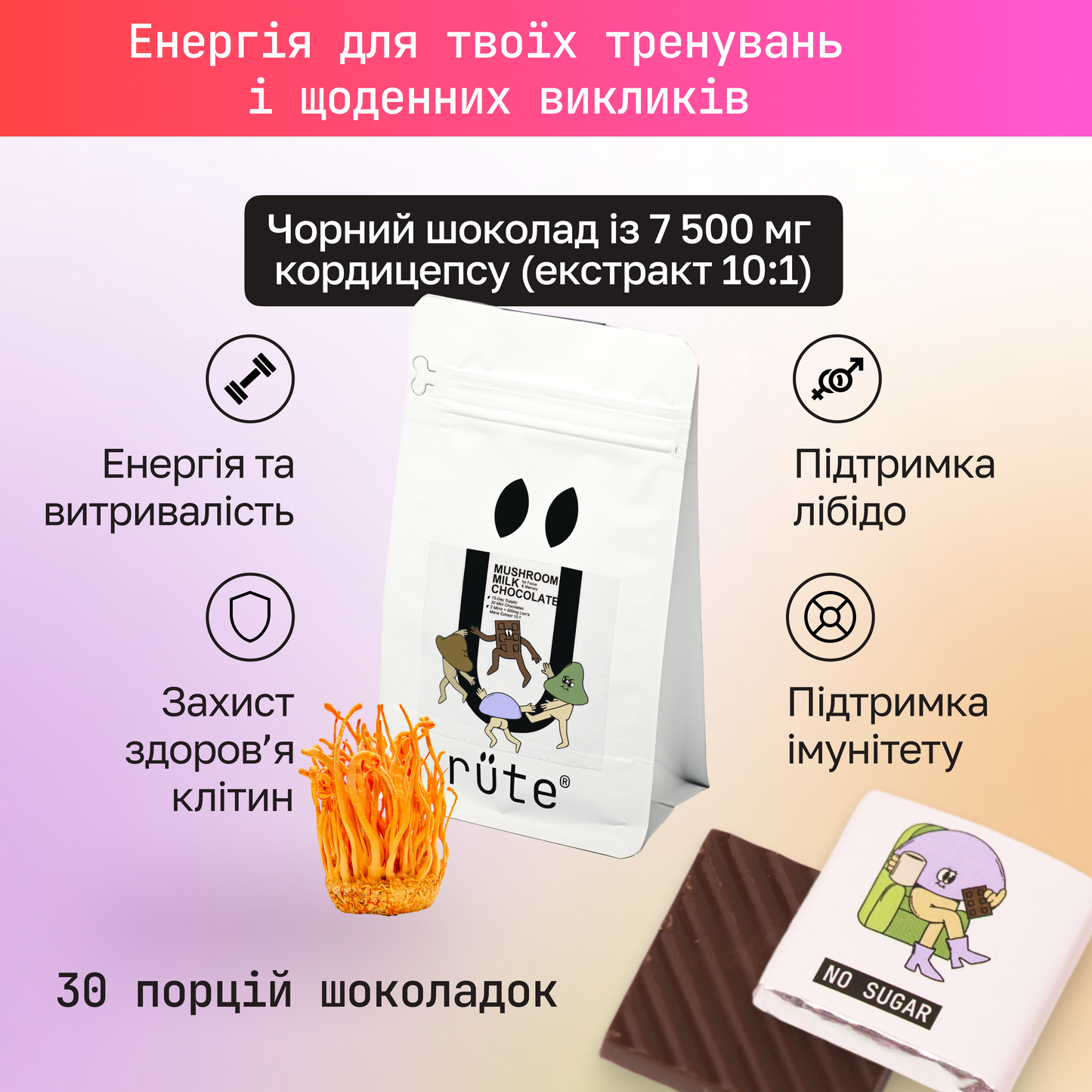 Mushroom Dark Chocolate.