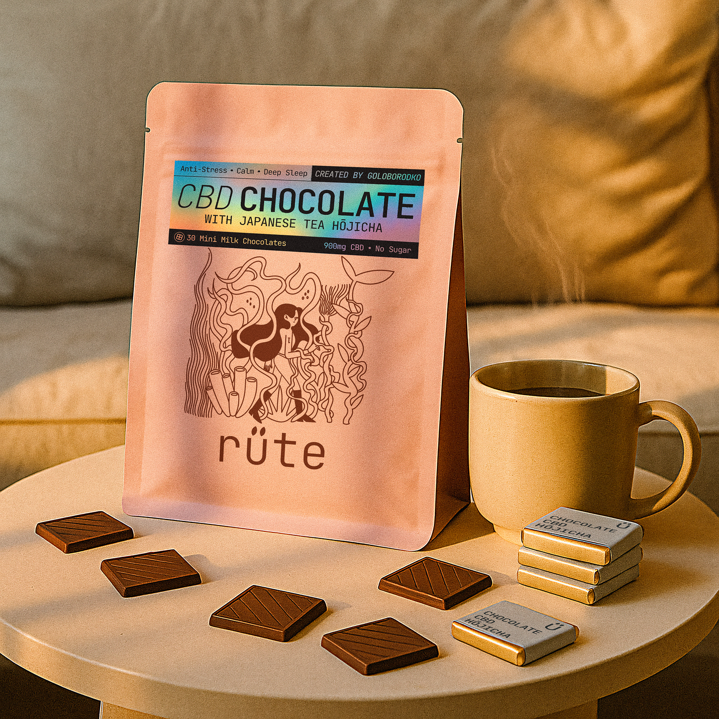 CBD CHOCOLATE WITH JAPANESE TEA HOJICHA